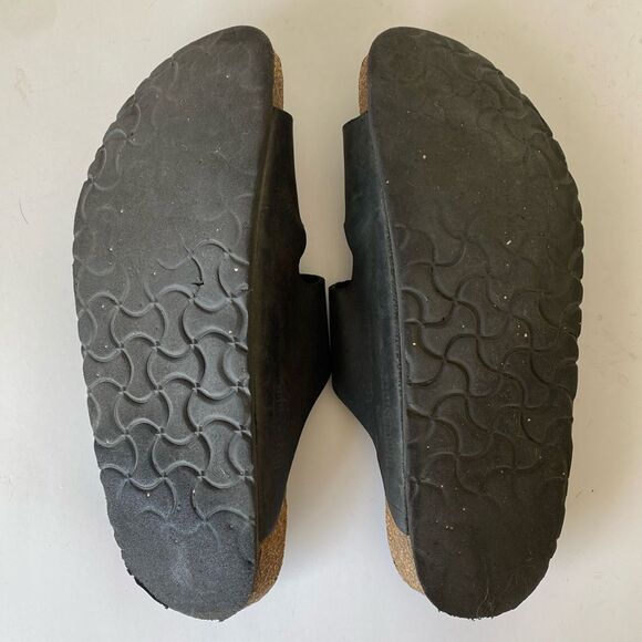 Birkenstock Black Leather Sandals Comfortable Durable US 8 - 8.5 Casual Travel - Picture 11 of 16